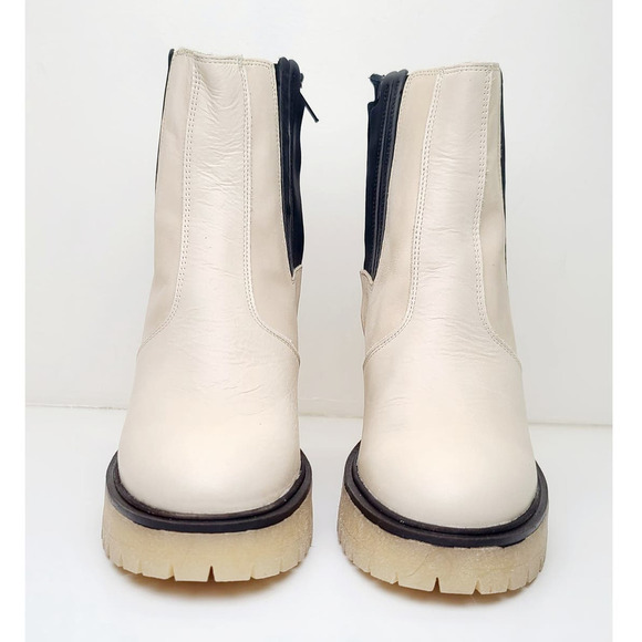 Free People White Leather Chunky Boots James Chelsea Lugged MSRP $188 Women's 6 - Picture 5 of 11